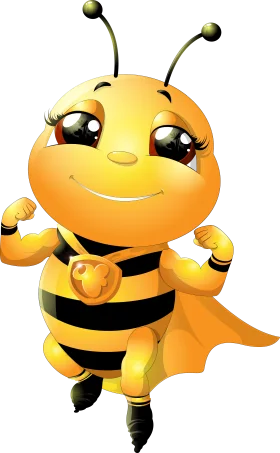 Adorable Superhero Bumblebee Clipart: Cute Cartoon Bee Character Posing