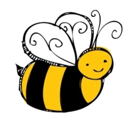 Adorable Whimsical Bumblebee Clipart with Charming Swirly Wings and Cheerful Expression