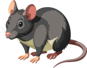 Charcoal Gray Cartoon Rat Clipart with Soft Fur and Expressive Features
