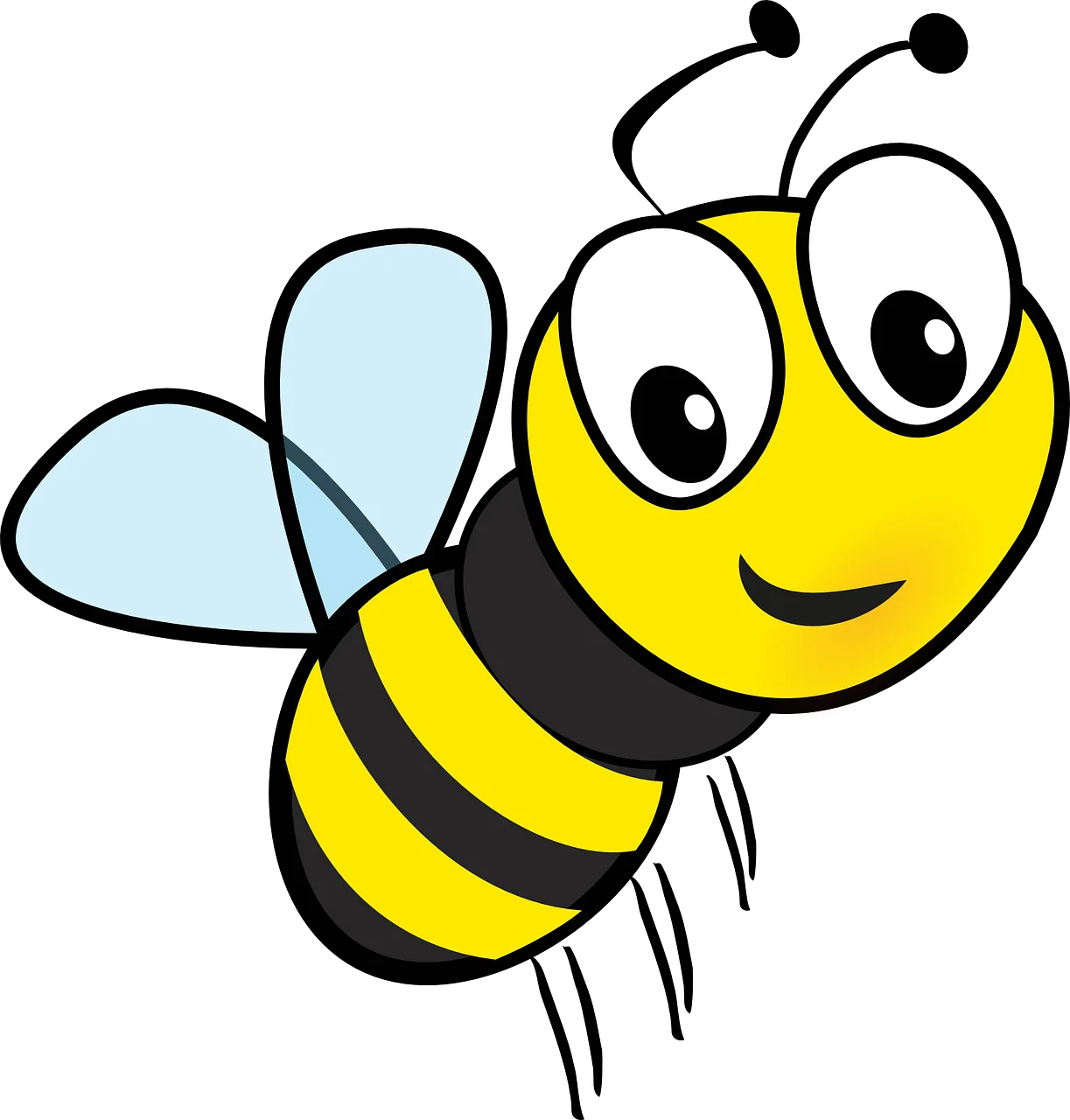 Cheerful Cartoon Bumblebee Clipart: A Whimsical Flying Insect with Friendly Charm