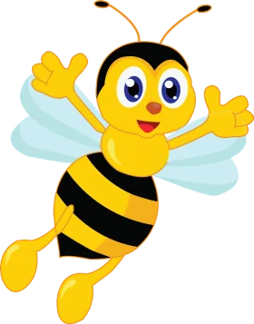 Cheerful Cartoon Bumblebee Clipart - Adorable Flying Bee Character with Friendly Expression