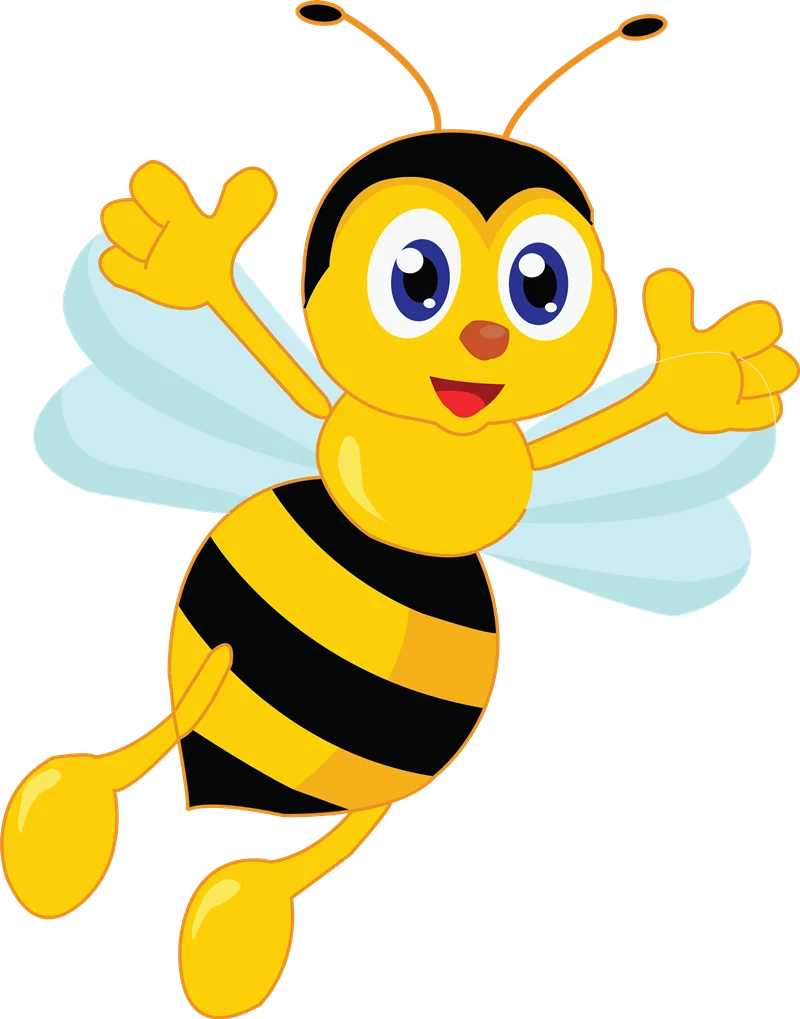 Cheerful Cartoon Bumblebee Clipart - Adorable Flying Bee Character with Friendly Expression