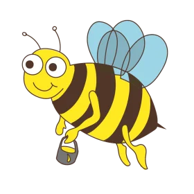 Cheerful Cartoon Bumblebee Clipart with Playful Animated Design and Whimsical Expression