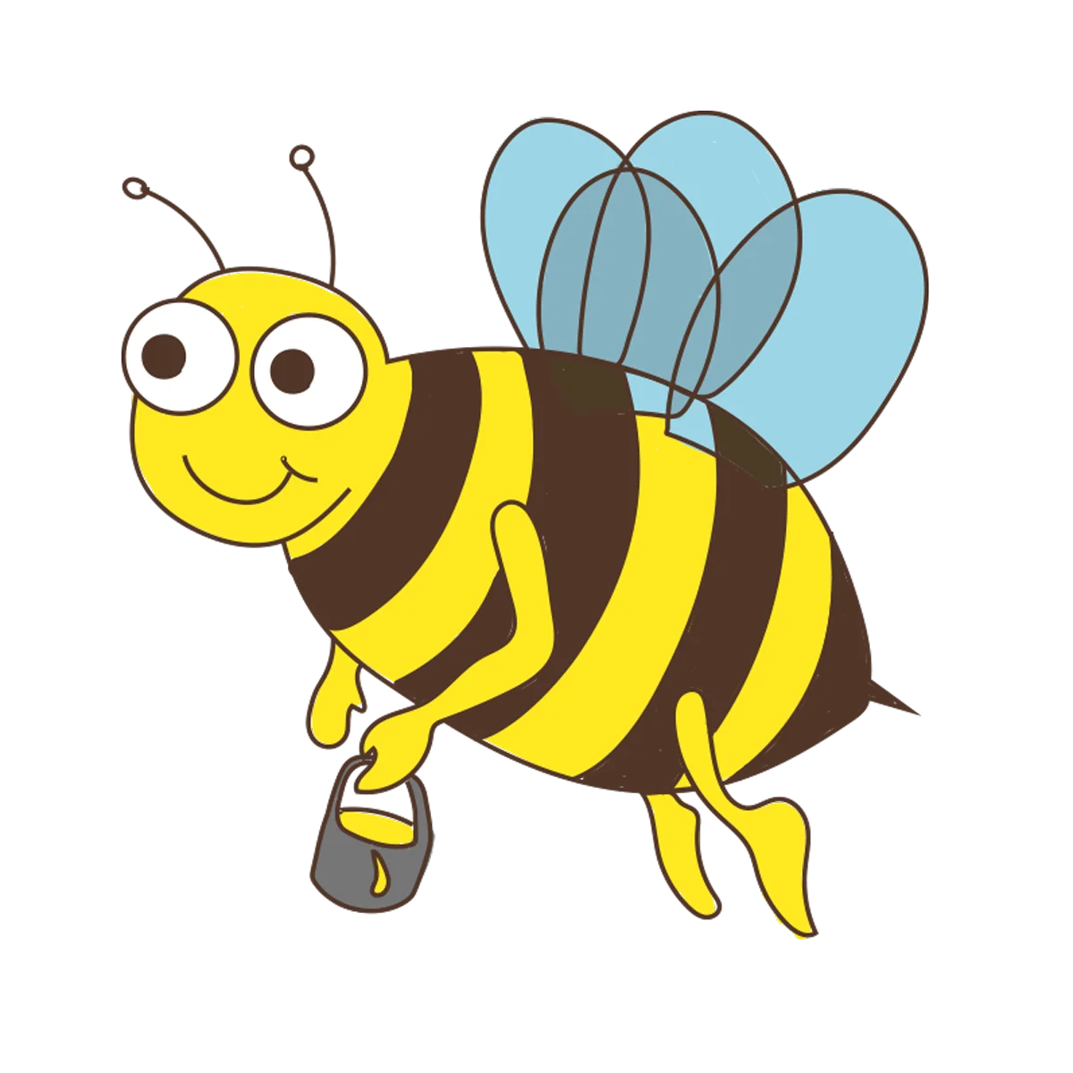 Cheerful Cartoon Bumblebee Clipart with Playful Animated Design and Whimsical Expression