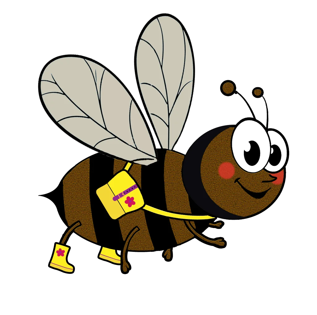 Cheerful Cartoon Bumblebee Clipart with Playful Character Design and Yellow Boots