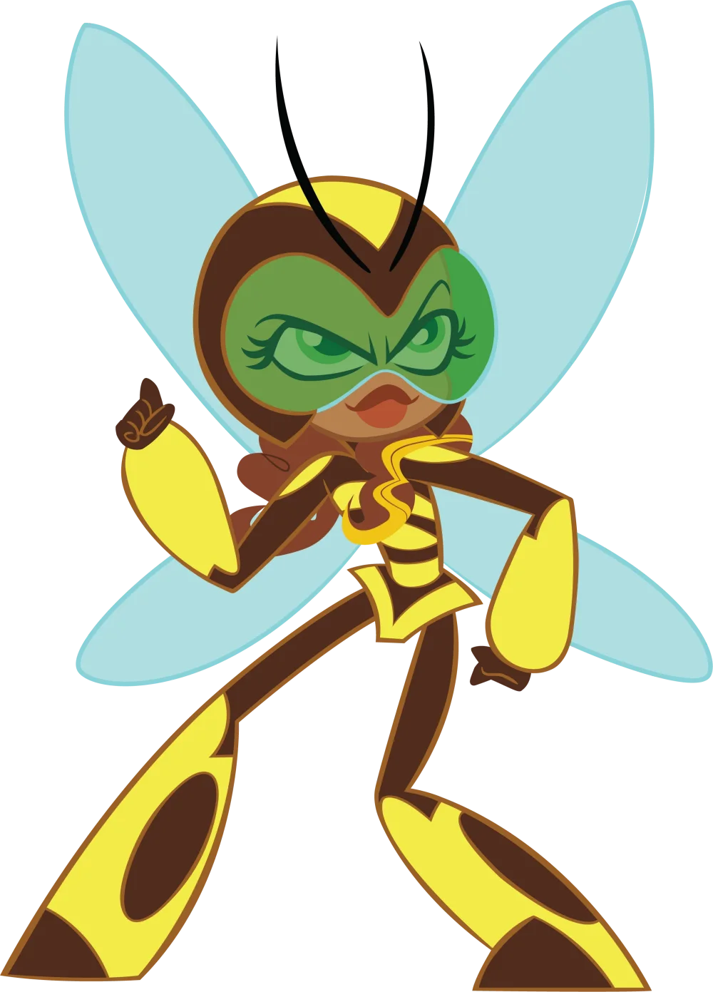 Fierce Bee Warrior Clipart: Stylized Anthropomorphic Insect Hero