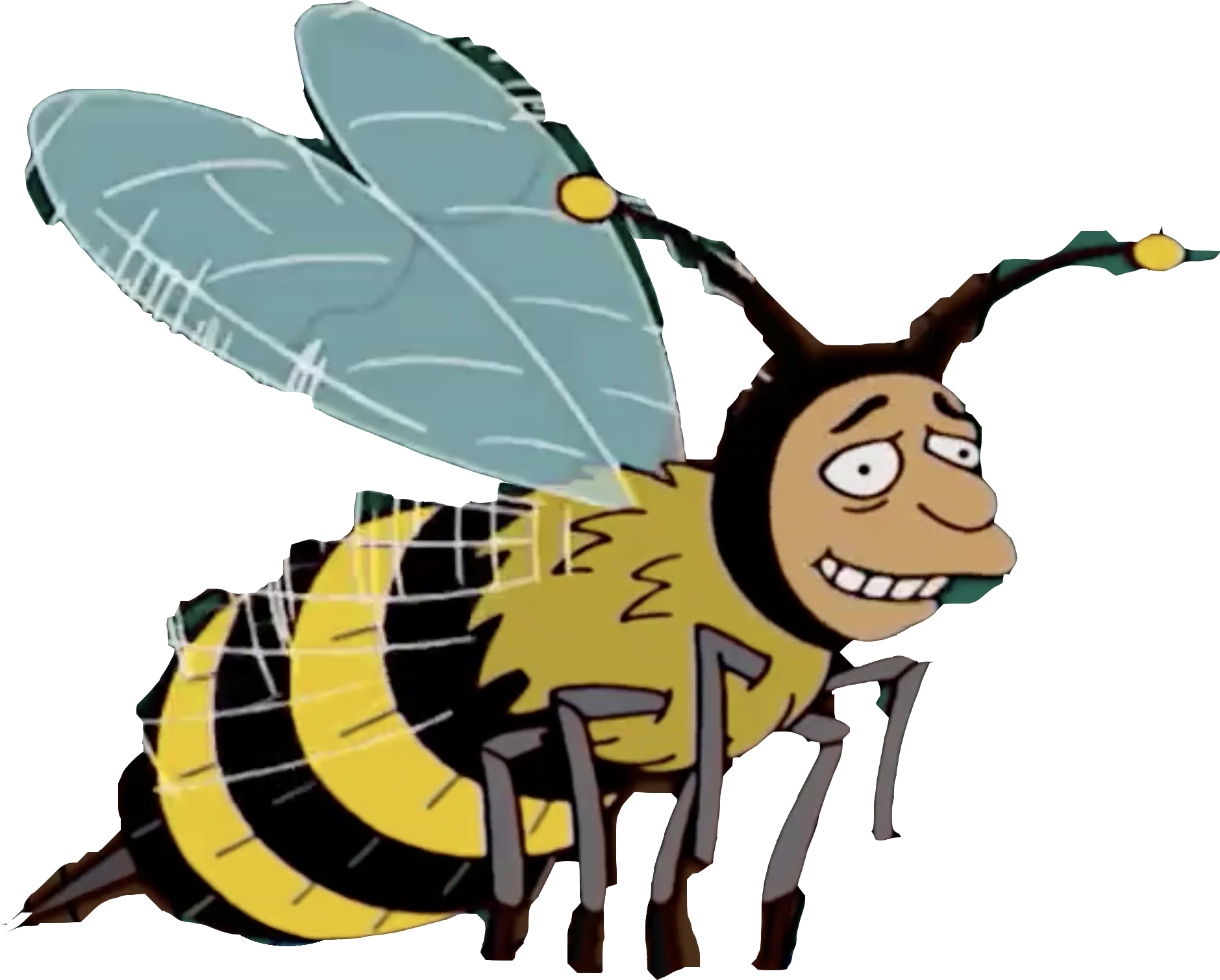 Humorous Cartoon Bumblebee Clipart with Quirky Grinning Expression