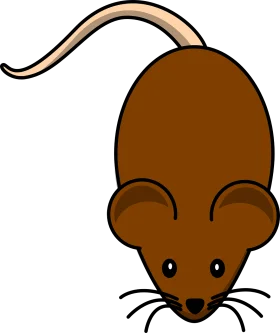 Minimalist Brown Mouse Clipart with Soft Curved Silhouette and Whiskers