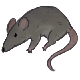 Minimalist Gray Rat Clipart Illustration with Simple Stylized Design