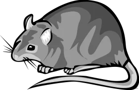 Monochrome Grayscale Rat Clipart Illustration with Sleek Stylized Design