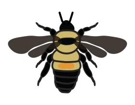 Stylized Geometric Bumblebee Clipart with Bold Color Blocking and Sharp Edges