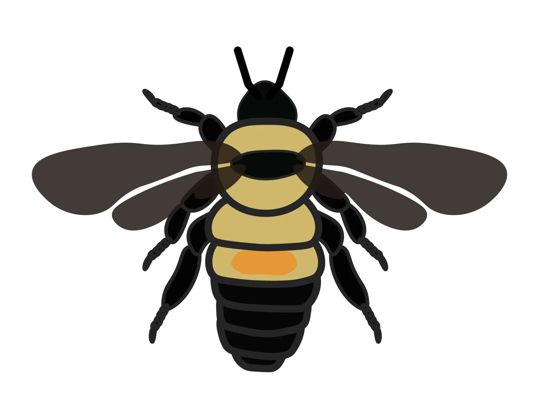 Stylized Geometric Bumblebee Clipart with Bold Color Blocking and Sharp Edges
