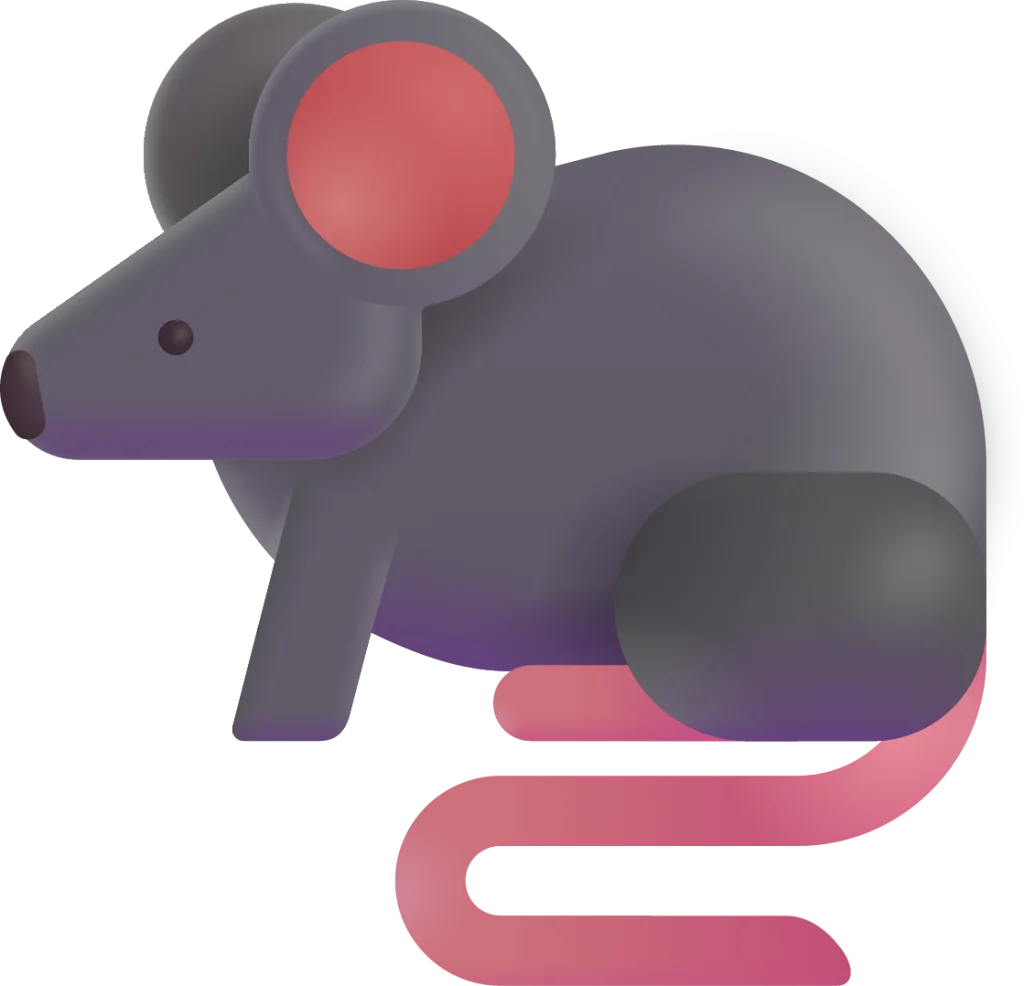 Stylized Geometric Gray and Pink Mouse Clipart with Minimalist Design