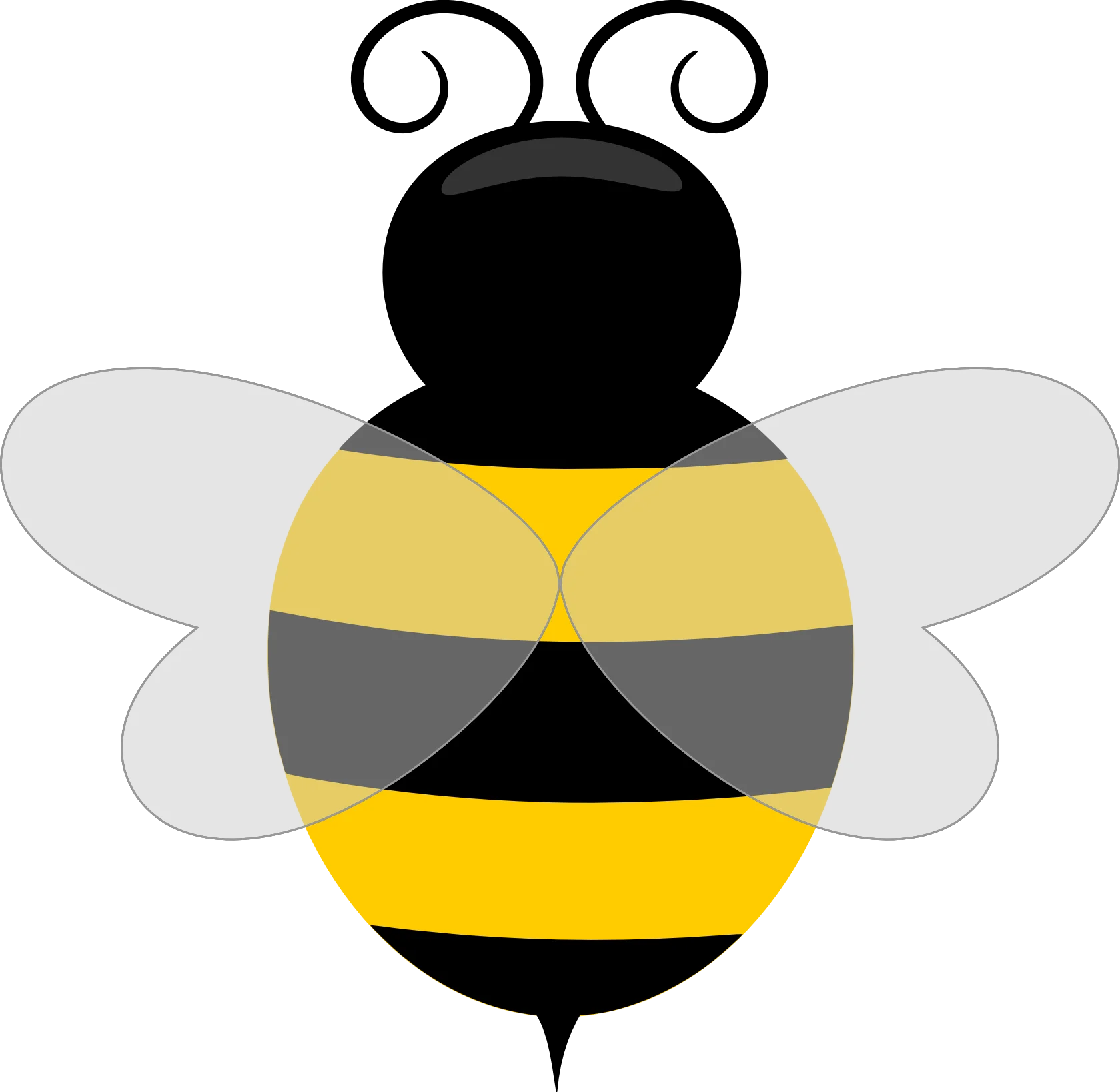 Whimsical Bumblebee Clipart with Cute Curly Antennae and Soft Wings