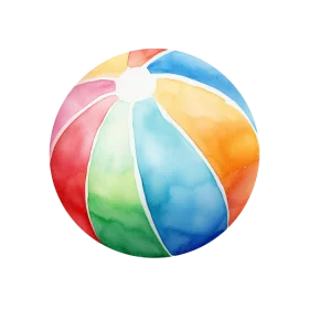 Cheerful Watercolor Beach Ball Clipart - Colorful Inflatable Summer Fun Design