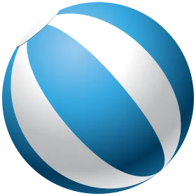 Classic Blue and White Striped Beach Ball Clipart Design for Summer Fun