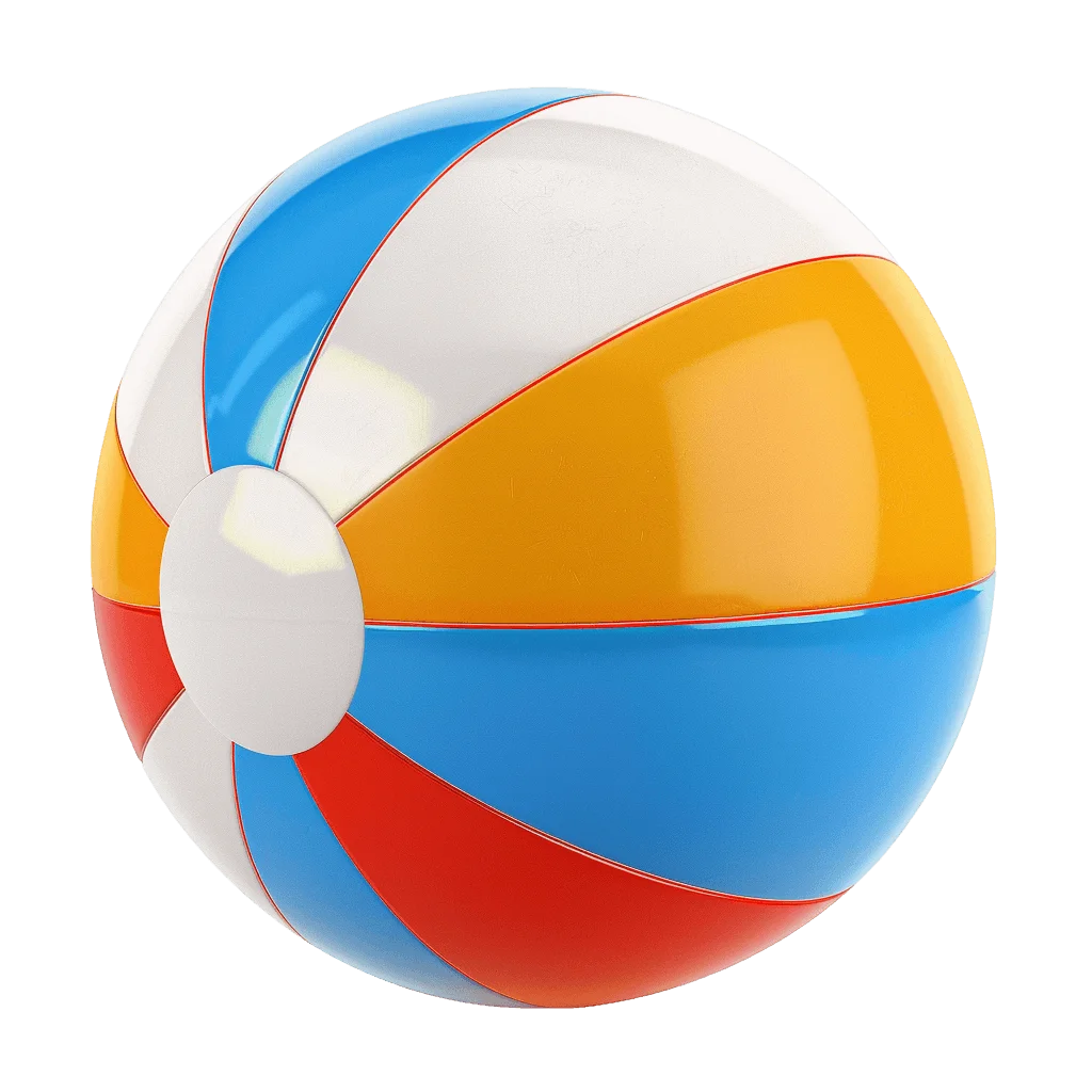 Classic Multicolored Inflatable Beach Ball Clipart with Cheerful Summer Design