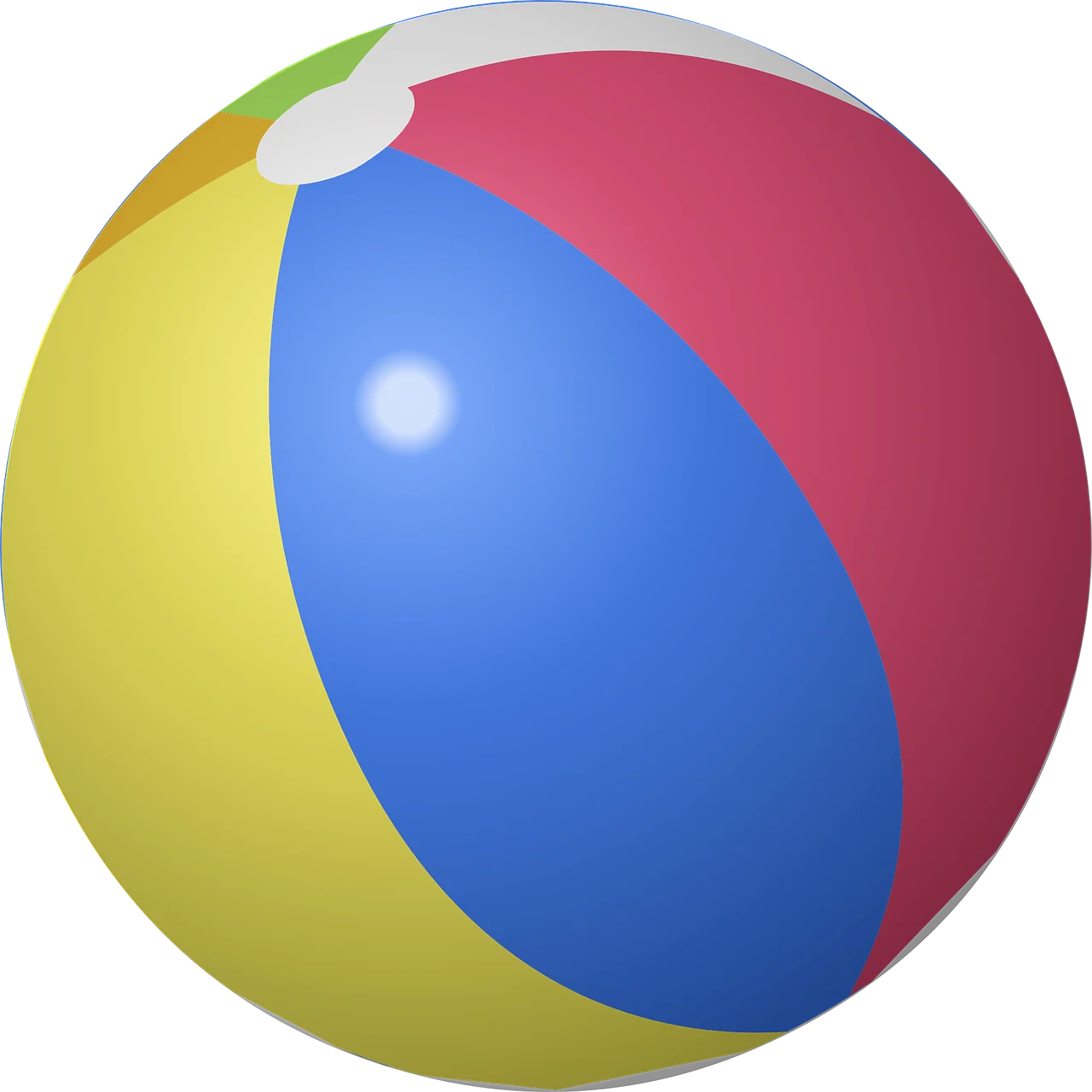 Classic Multicolored Inflatable Beach Ball Clipart with Glossy Surface