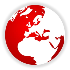 Elegant Red and White Global Perspective World Continents Clipart Design