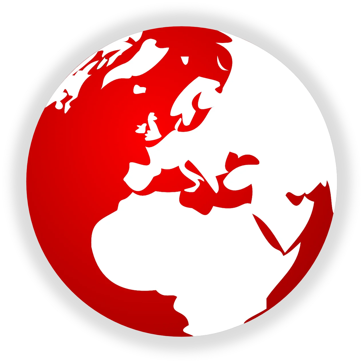 Elegant Red and White Global Perspective World Continents Clipart Design