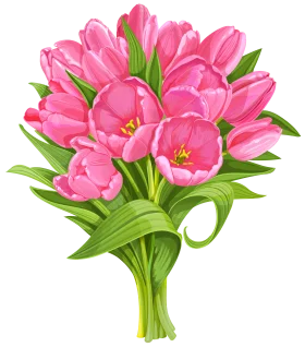 Lush Pink Tulips Bouquet Clipart: A Delightful Spring Floral Arrangement