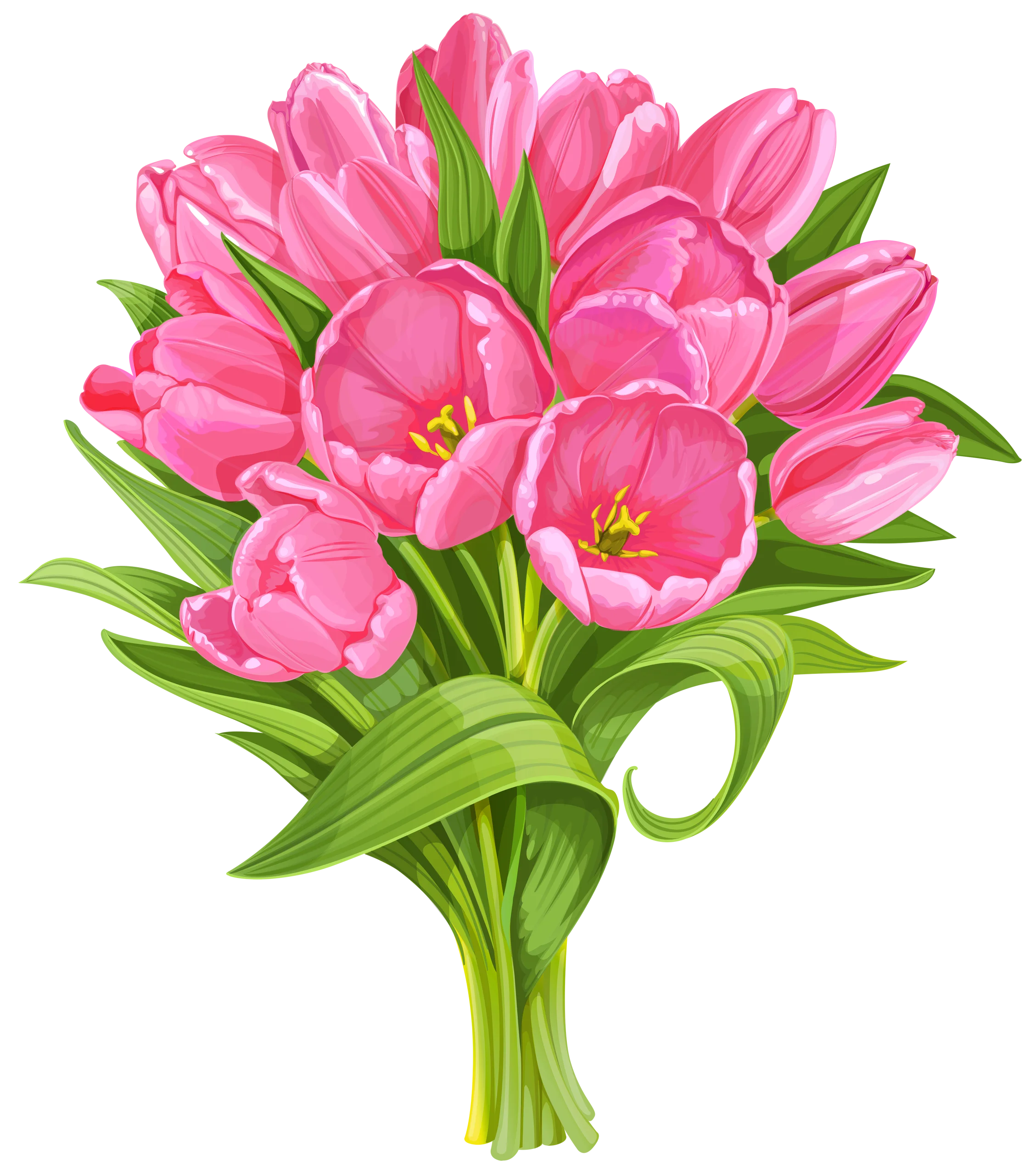 Lush Pink Tulips Bouquet Clipart: A Delightful Spring Floral Arrangement