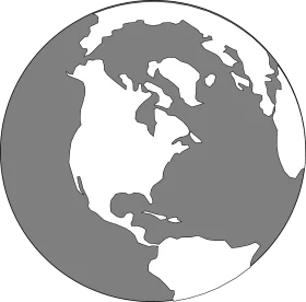 Minimalist Black and White Globe Clipart Showcasing North and South America