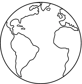 Minimalist Black and White Outline Globe Clipart Representing Worldwide Connectivity