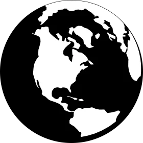 Minimalist Black and White World Globe Clipart Design with Simplified Continents