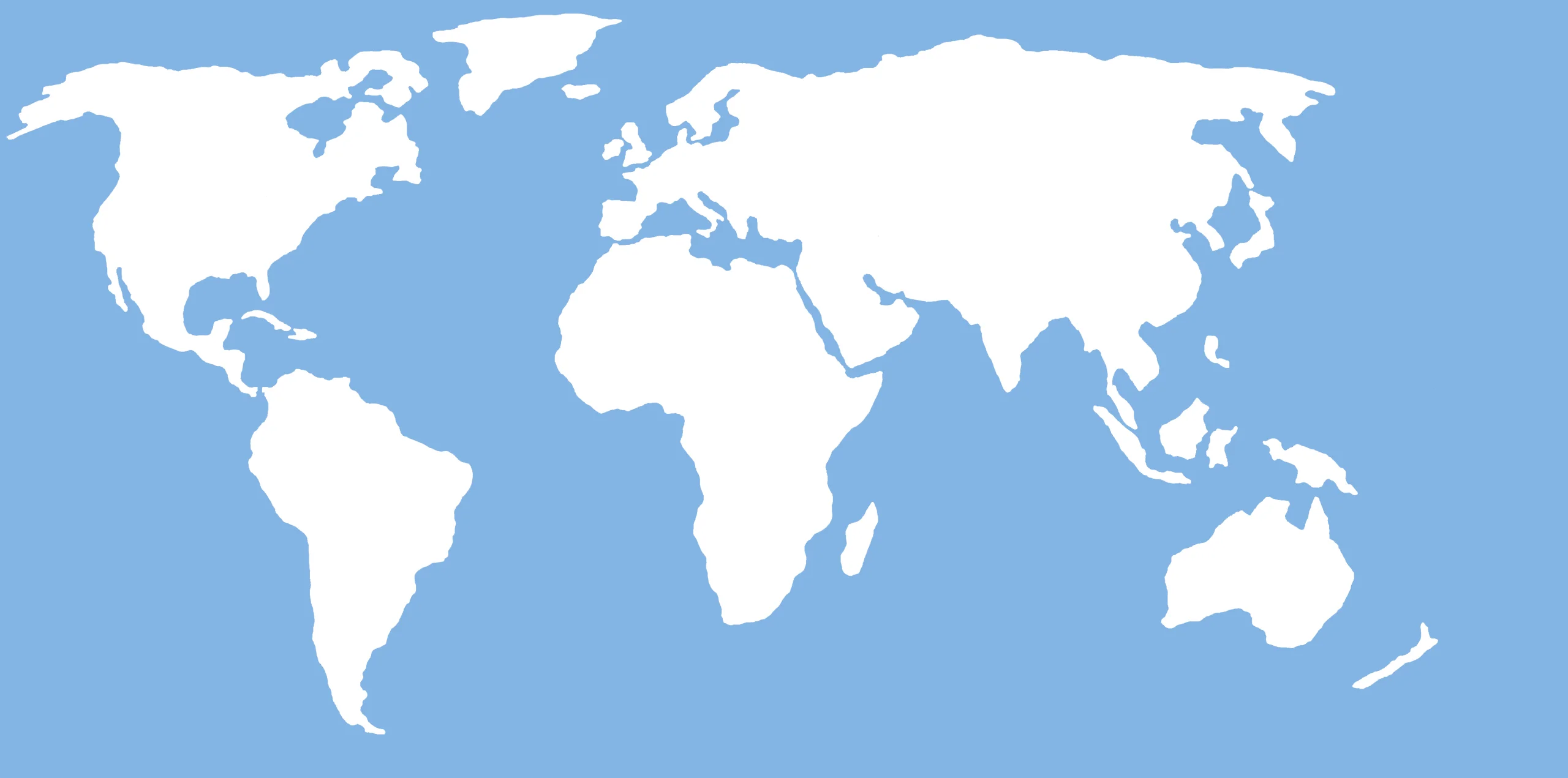 Minimalist World Map Clipart: Simplified Continents in Pristine White Design