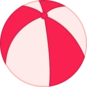 Playful Red and White Segmented Beach Ball Clipart Design for Summer Fun