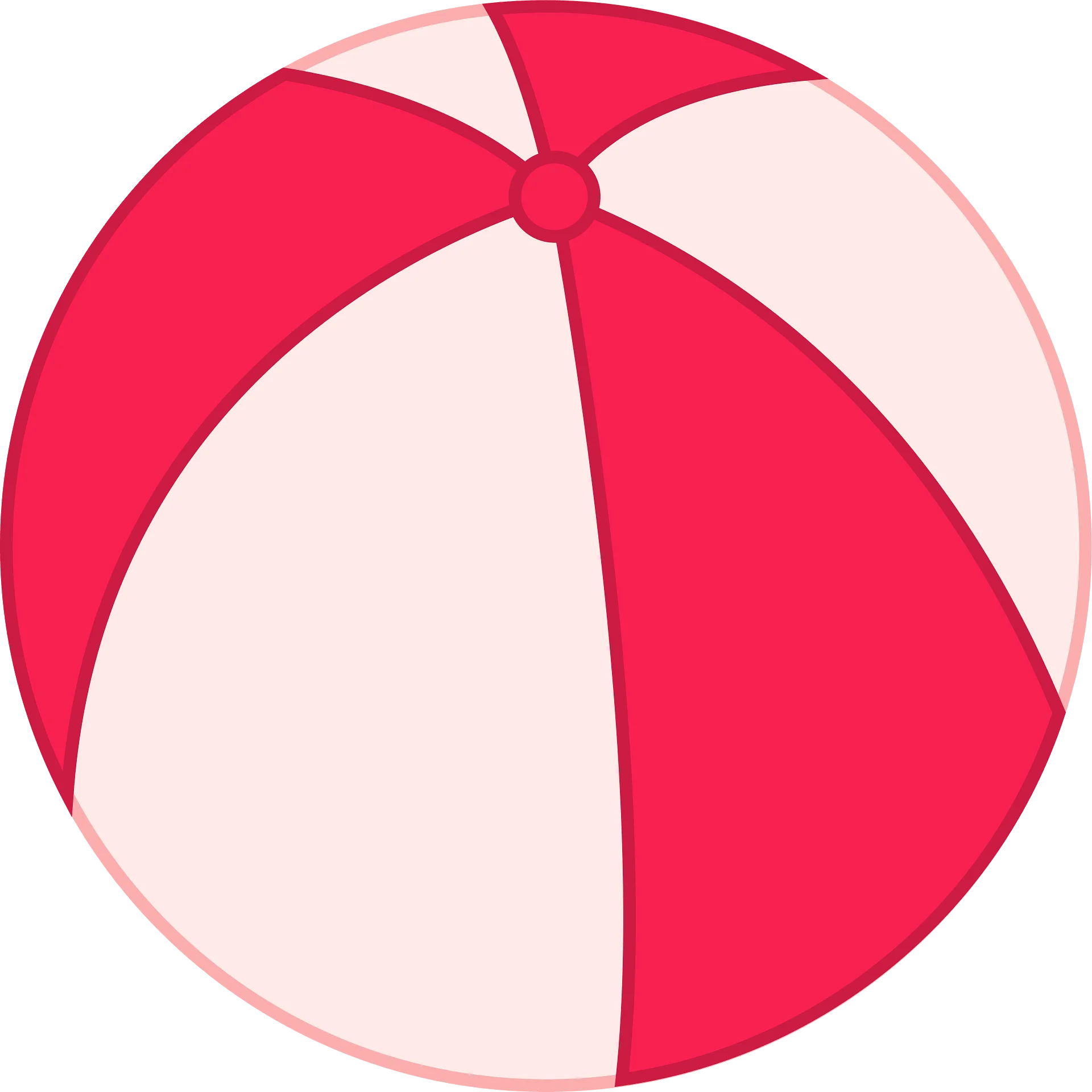 Playful Red and White Segmented Beach Ball Clipart Design for Summer Fun