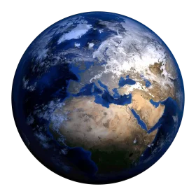 Realistic Earth Globe Clipart: Detailed Satellite View of Planet Surface