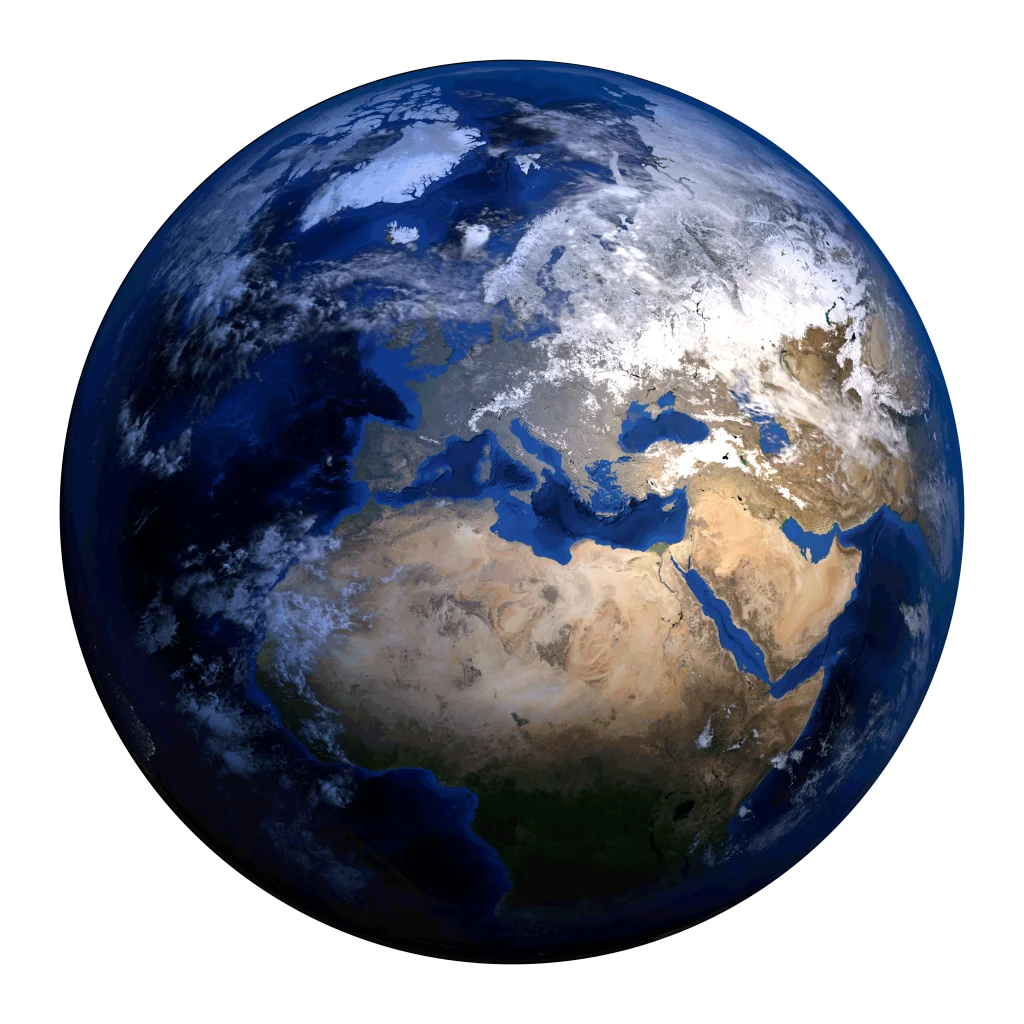 Realistic Earth Globe Clipart: Detailed Satellite View of Planet Surface