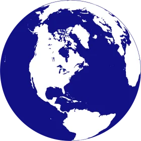 Simplified Blue and White Globe Clipart Representing Earth's Hemispheric View