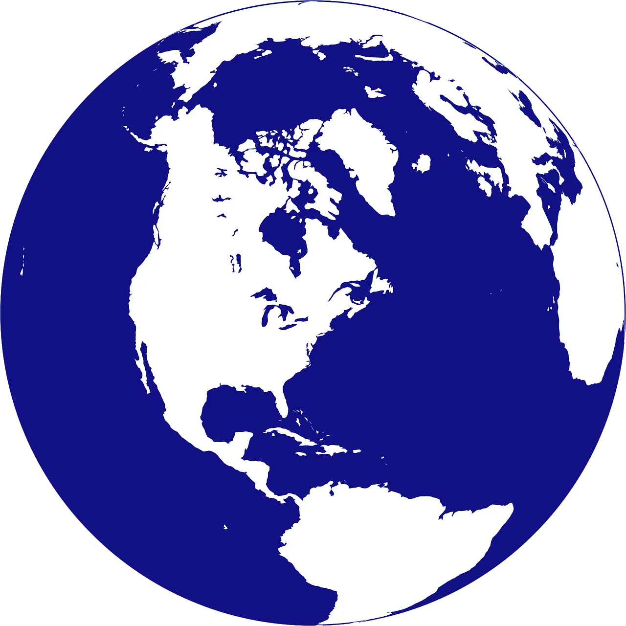 Simplified Blue and White Globe Clipart Representing Earth's Hemispheric View