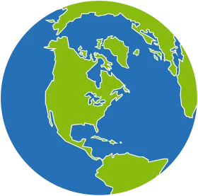 Simplified Global Representation Clipart: Earth's Continents in Green and Blue