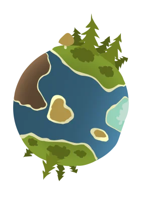 Whimsical Earth Globe Clipart with Stylized Natural Landscape Elements