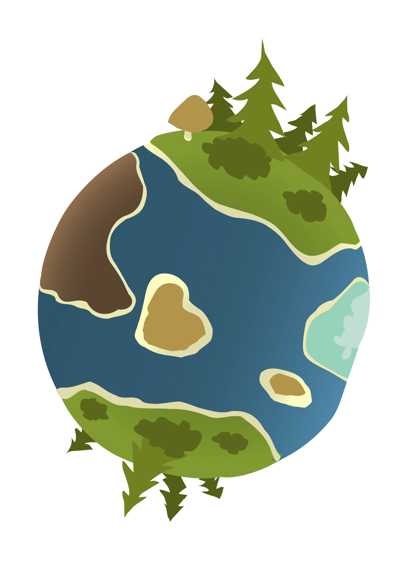 Whimsical Earth Globe Clipart with Stylized Natural Landscape Elements