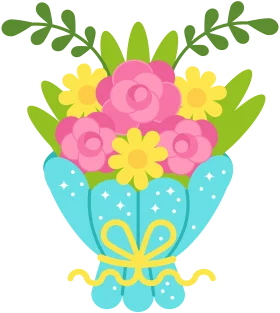 Whimsical Pastel Flower Bouquet Clipart with Cheerful Spring Colors