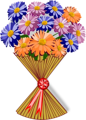 Cheerful Daisy Bouquet Clipart: A Burst of Colorful Floral Elegance