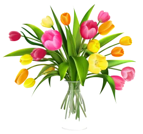 Cheerful Spring Tulip Bouquet Clipart with Radiant Pink and Yellow Blossoms