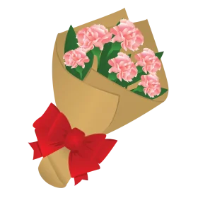 Elegant Pink Carnation Bouquet Wrapped in Kraft Paper Clipart Design