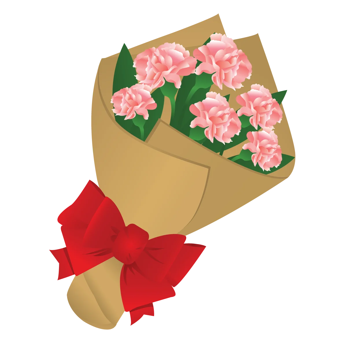 Elegant Pink Carnation Bouquet Wrapped in Kraft Paper Clipart Design