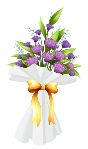 Elegant Purple Thistle Bouquet Wrapped in White Paper Clipart Design