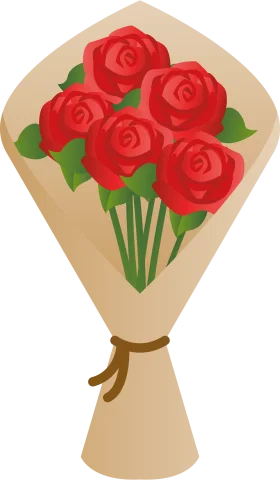 Elegant Red Roses Bouquet Clipart: Romantic Floral Arrangement in Soft Tones