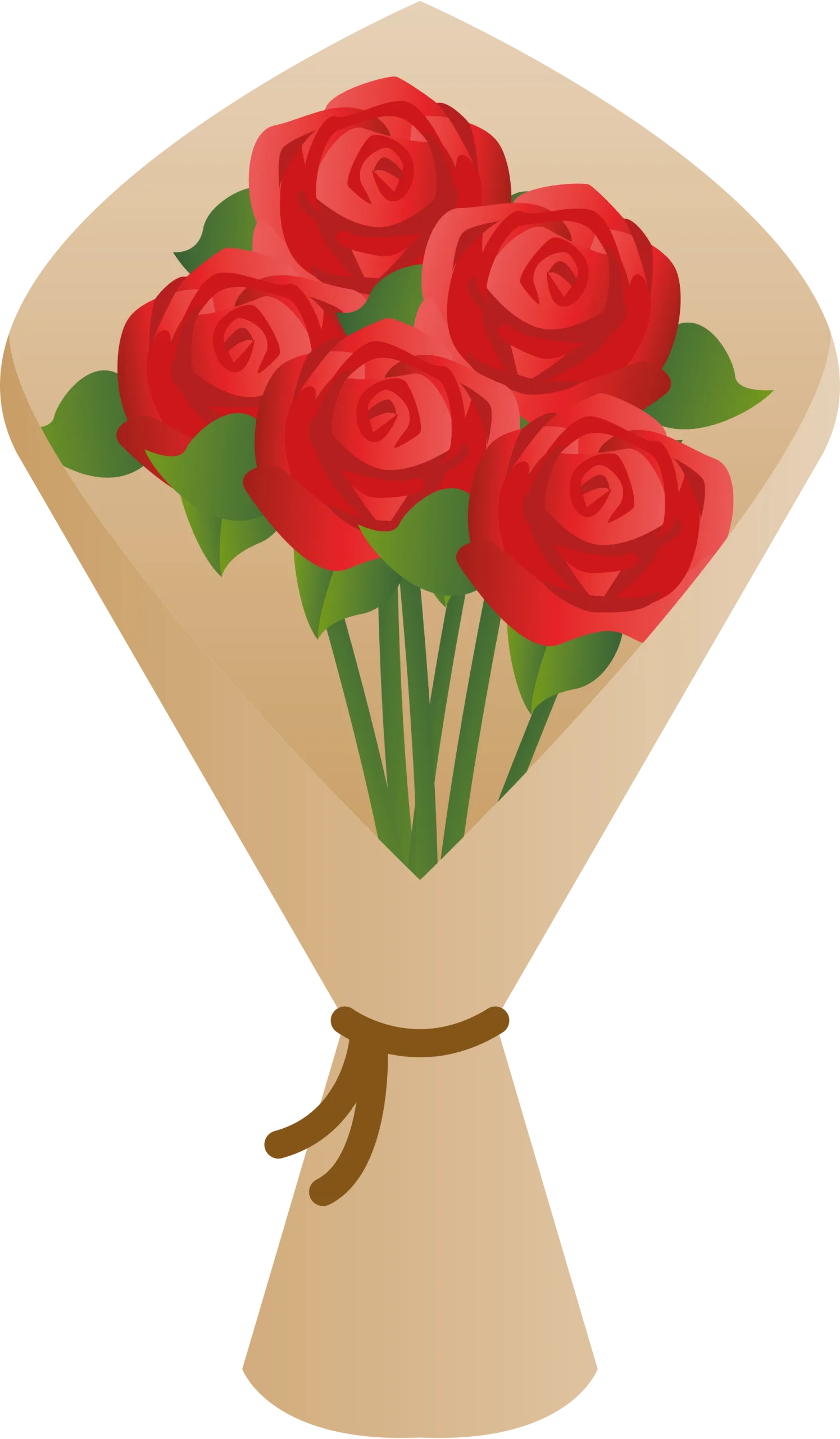 Elegant Red Roses Bouquet Clipart: Romantic Floral Arrangement in Soft Tones
