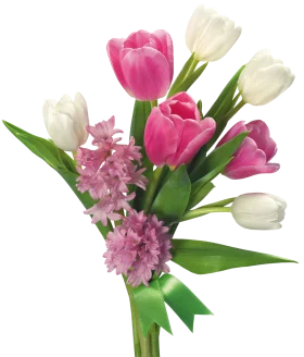 Elegant Spring Floral Arrangement Clipart with Pink and White Blossoms