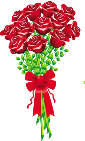 Passionate Red Roses Bouquet with Elegant Ribbon Clipart Design