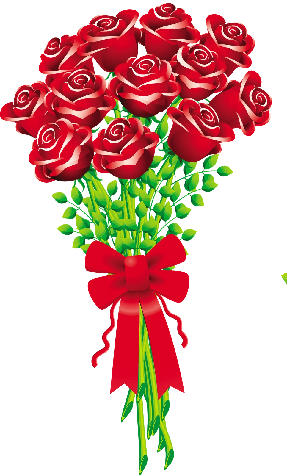 Passionate Red Roses Bouquet with Elegant Ribbon Clipart Design